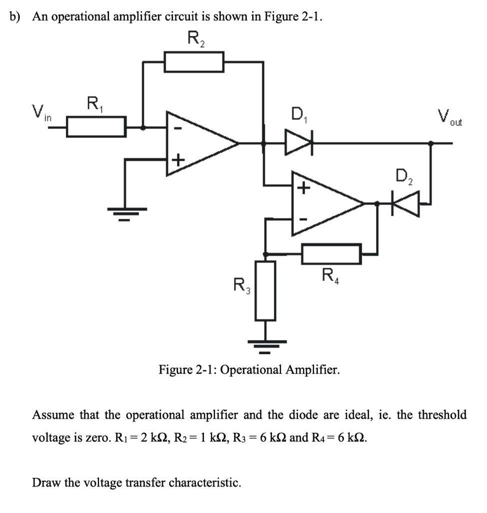 Solved An Operational Amplifier Circuit Is Shown In Figure 2 1 R2 R1 D D R3 And R4 Are 6291