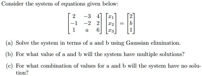 SOLVED: (a) Solve The System In Terms Of A And B Using Gaussian ...