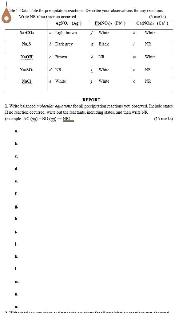 precipitation reaction examples