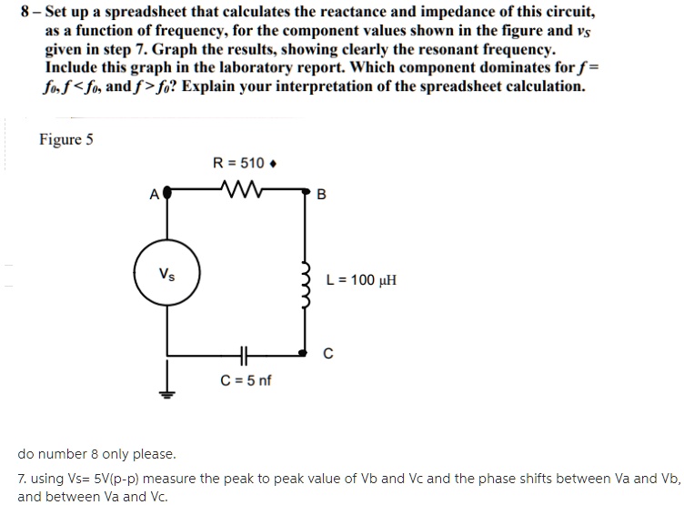 SOLVED Set up a spreadsheet that calculates the reactance and