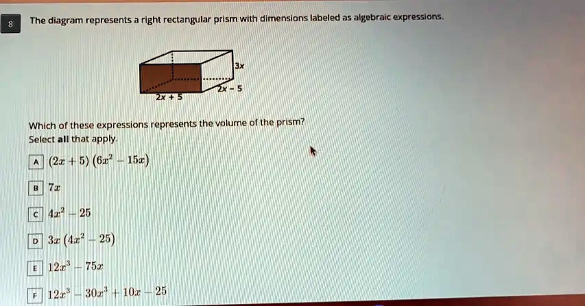 SOLVED: The diagram represents a right rectangular prism with ...