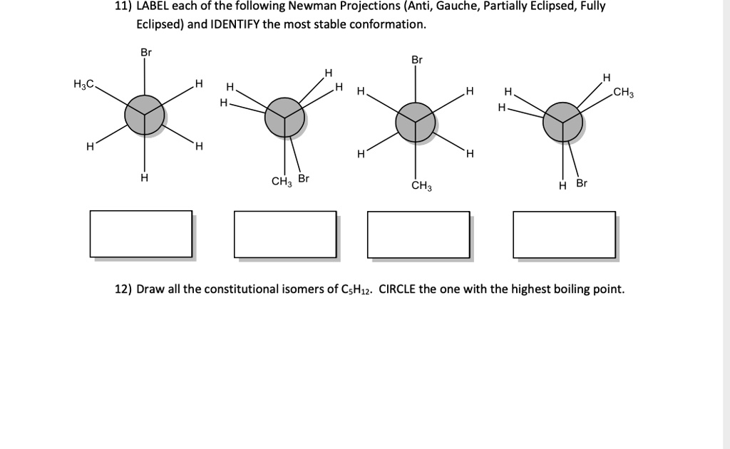 SOLVED 11) LABEL each of the following Newman Projections (Anti