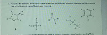 Consider The Molecules Drawn Below Which Of Thene Ave Real