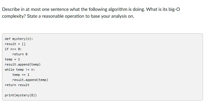 Describe in at most one sentence what the following algorithm is doing ...