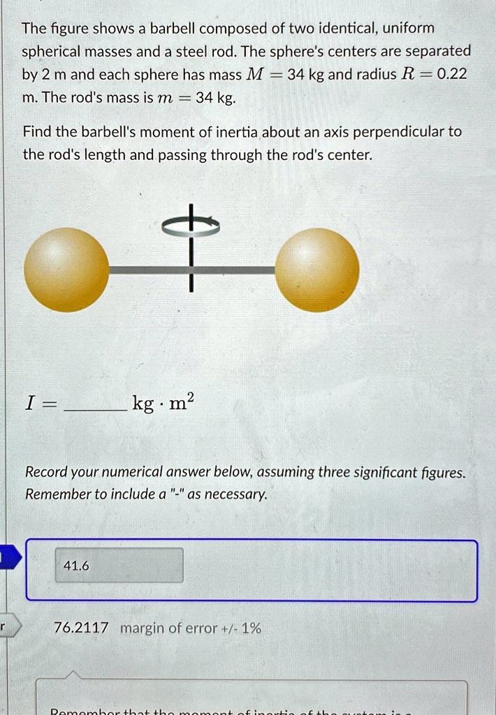 SOLVED: The figure shows a barbell composed of two identical, uniform ...