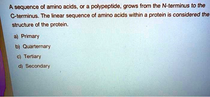 a sequence of amino acids or a polypeptide grows from the n terminus to ...