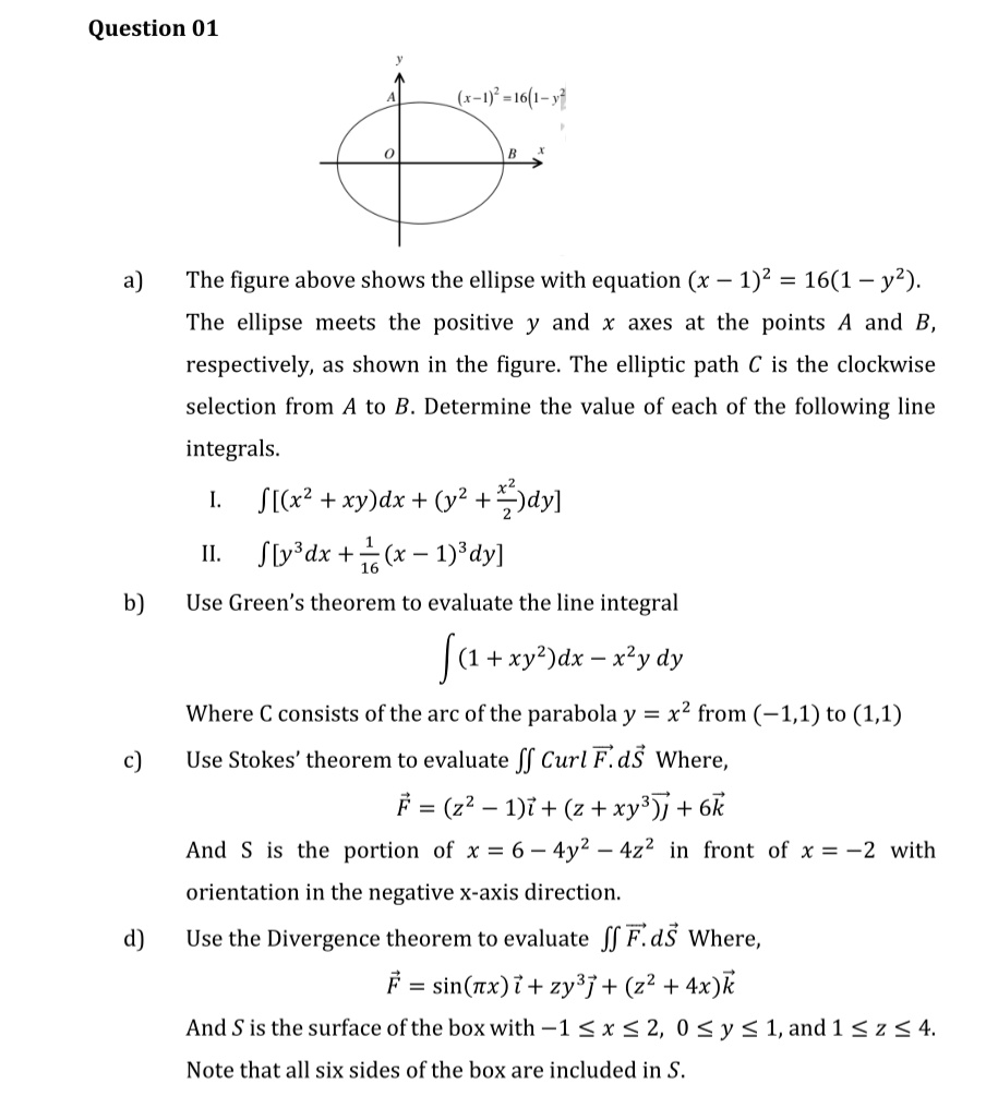 a) The figure above shows the ellipse with equation (x - 1)^2 = 16(1 ...