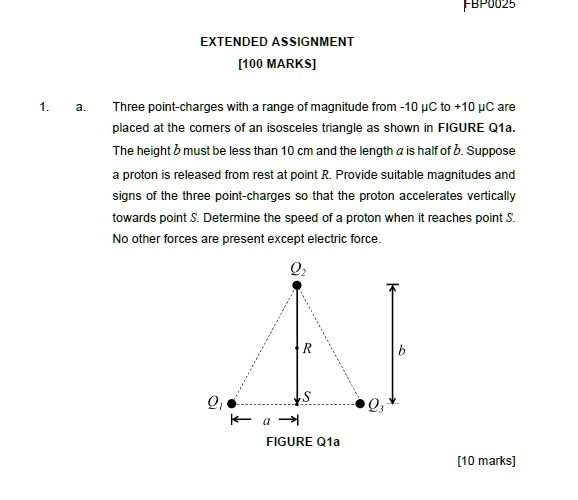 Solved Fbfuuz Extended Assignment 100 Marks Three Point Charges With Range Of Magnitude From 10 Pc T0 10 Pc Are Placed At The Corers Of An Isosceles Triangle As Shown In Figure Q1a The