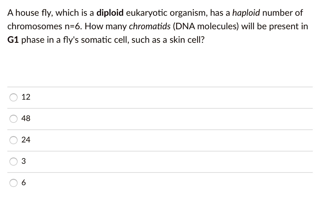 SOLVEDhouse fly, which is a diploid eukaryotic organism, has a haploid