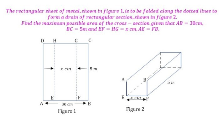 SOLVED: The rectangular sheet of metal, shown in figure 1 , is to be ...