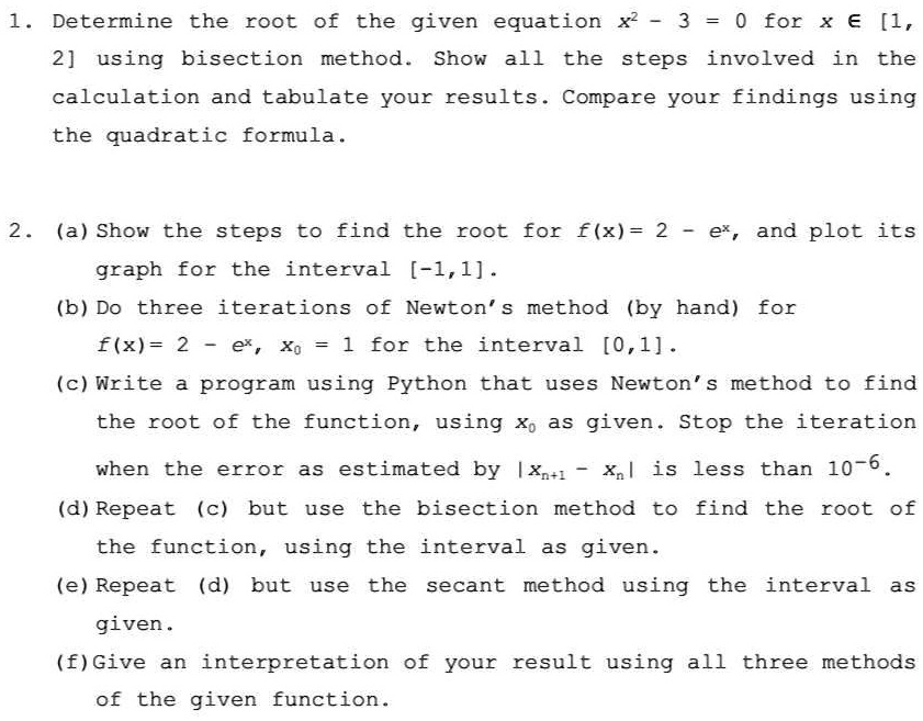 SOLVED: l. Determine the root of the given equation x - 3 = 0 for x ∈ ...