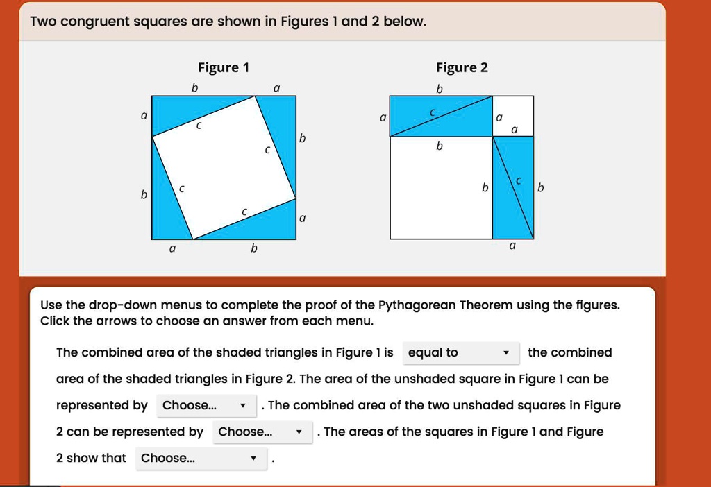 SOLVED: 'two congruent squares are shown in figures 1 and 2 below Two