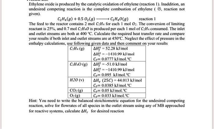 SOLVED Ethylene oxide is produced by the catalytic oxidation of