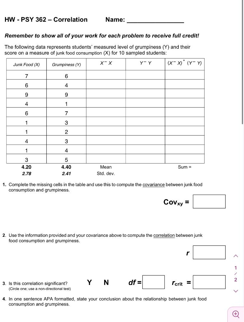 SOLVED: “The following data represents students’ measured level of ...