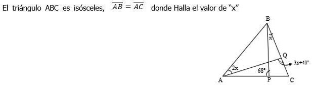 SOLVED: El triángulo ABC es isósceles, AB = AC donde Halla el valor de ...