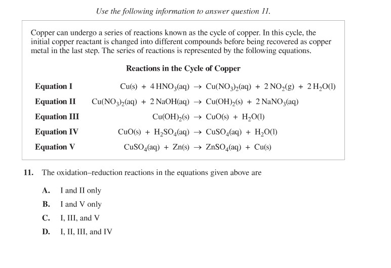 SOLVED: Use the following information to answer question 11. Copper can ...