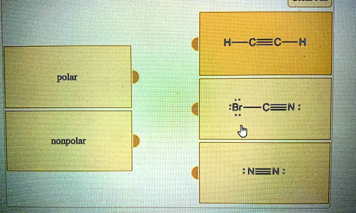 SOLVED H2O polar Br2 nonpolar C2H4 nonpolar