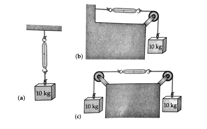 SOLVED:h1o kg] (b) /1o kg (a) 10 kg] [1o kg]