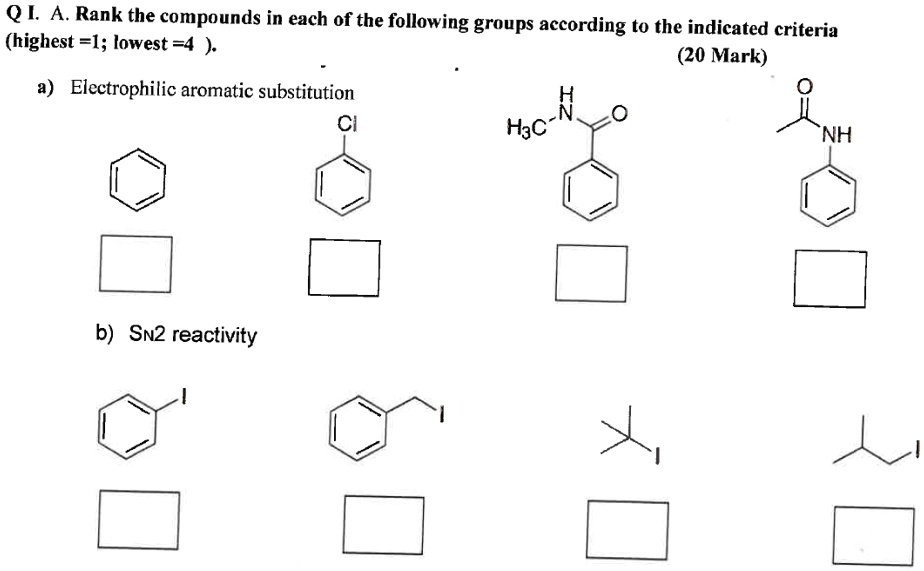 SOLVED: Q1 A. Rank the compounds in each of the following groups ...