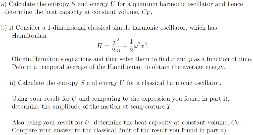 SOLVED Text Statistical Physics a) Calculate the entropy S and