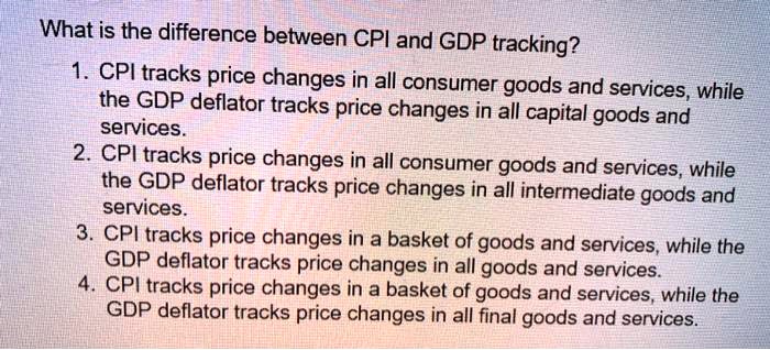 SOLVED: What Is The Difference Between CPI And GDP Tracking? 1. CPI ...