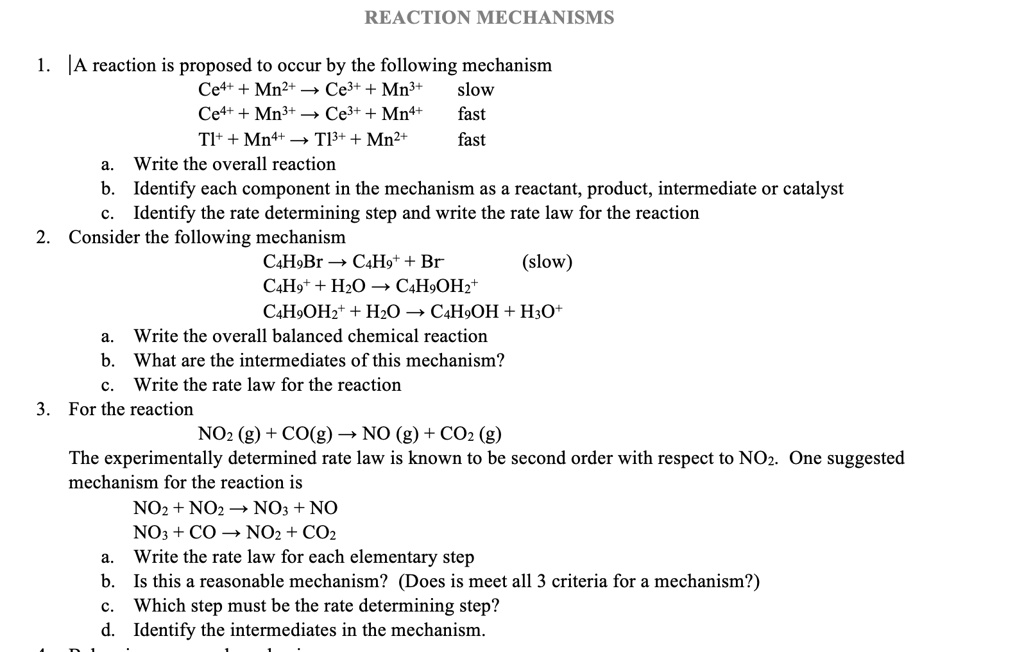 SOLVED REACTION MECHANISMS A reaction is proposed to occur by the