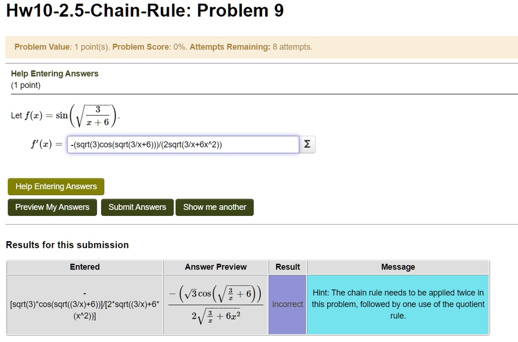 hw10 25 chain rule problem 9 problem value points problem score 0 ...