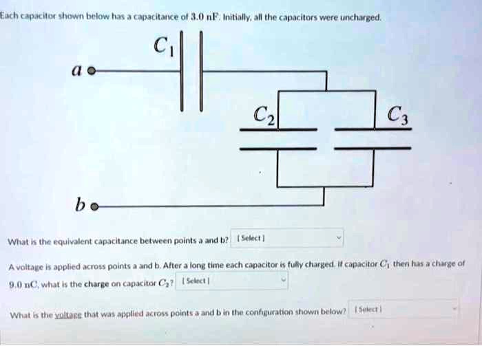 SOLVED: Texts: Each capacitor shown below has a capacitance of 3.0 nF ...