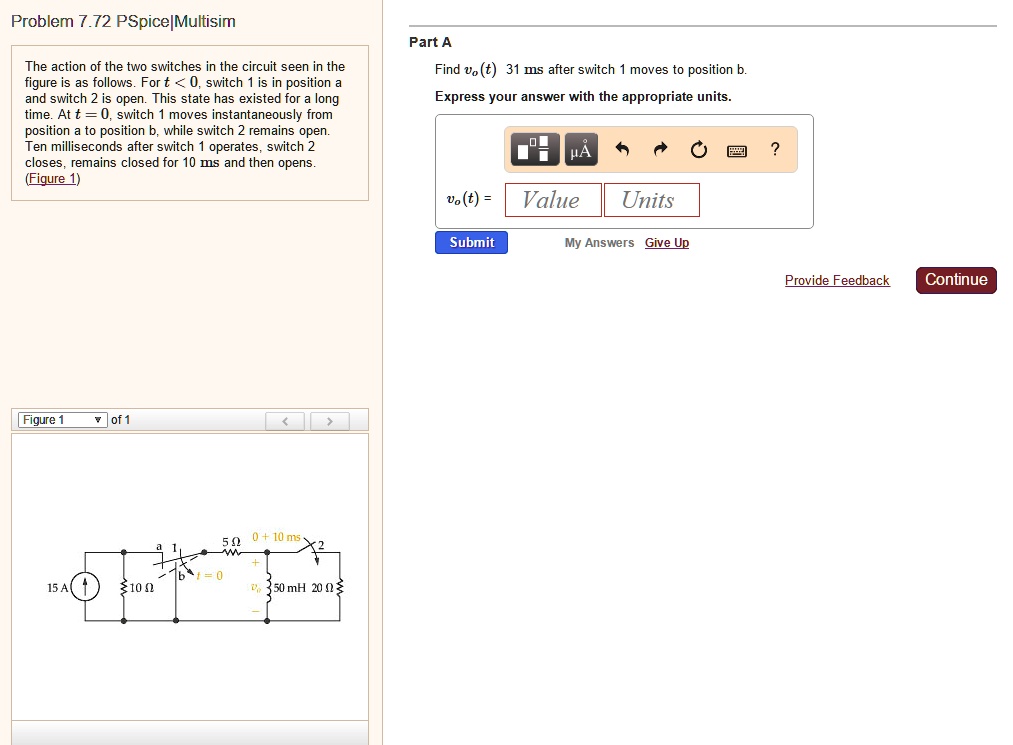 SOLVED Problem 7.72 PSpicelMultisim Part A The action of the two