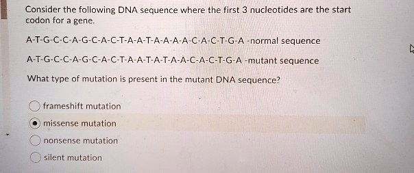 SOLVED: Consider the following DNA sequence where the first nucleotides ...