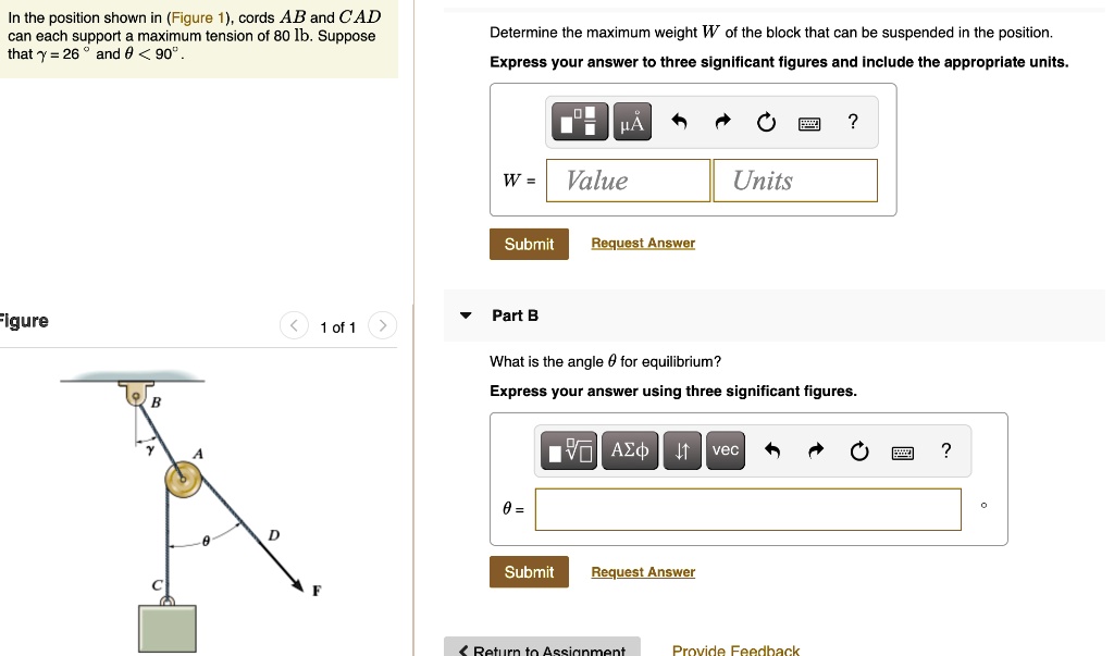 Solved in the position shown in figure 1 cords ab and cad can each