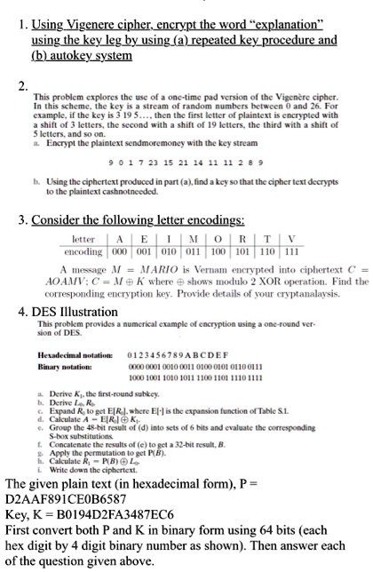 VIDEO Solution: Using Vigenere Cipher, Encrypt The Word "explanation ...