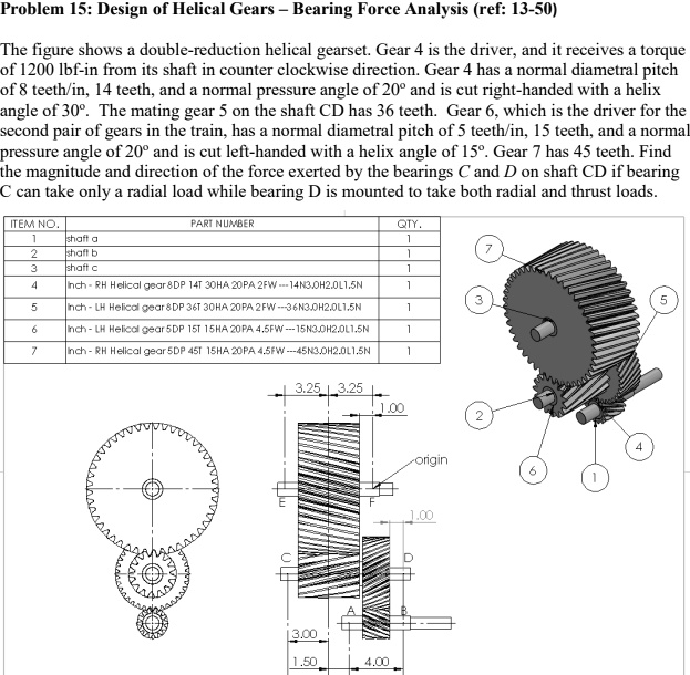 Solved Problem Design Of Helical Gears Bearing Force Analysis Ref