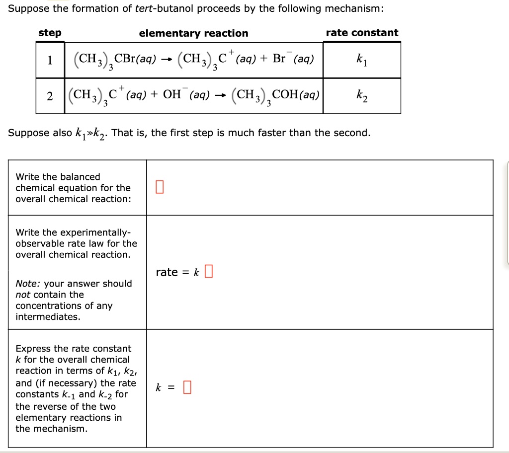 SOLVED: Suppose the formation of tert-butanol proceeds by the following ...