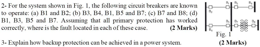 SOLVED: For The System Shown In Fig. 1, The Following Circuit Breakers ...