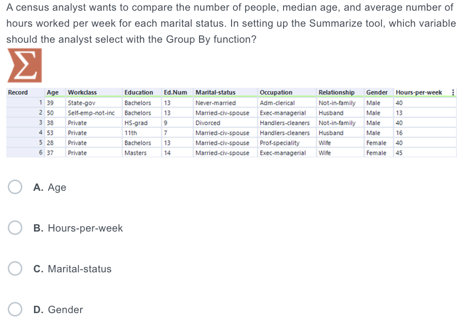 A census analyst wants to compare the number of people,...