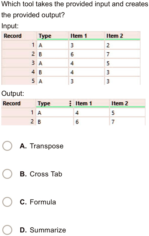 Which tool takes the provided input and creates the provided output ...