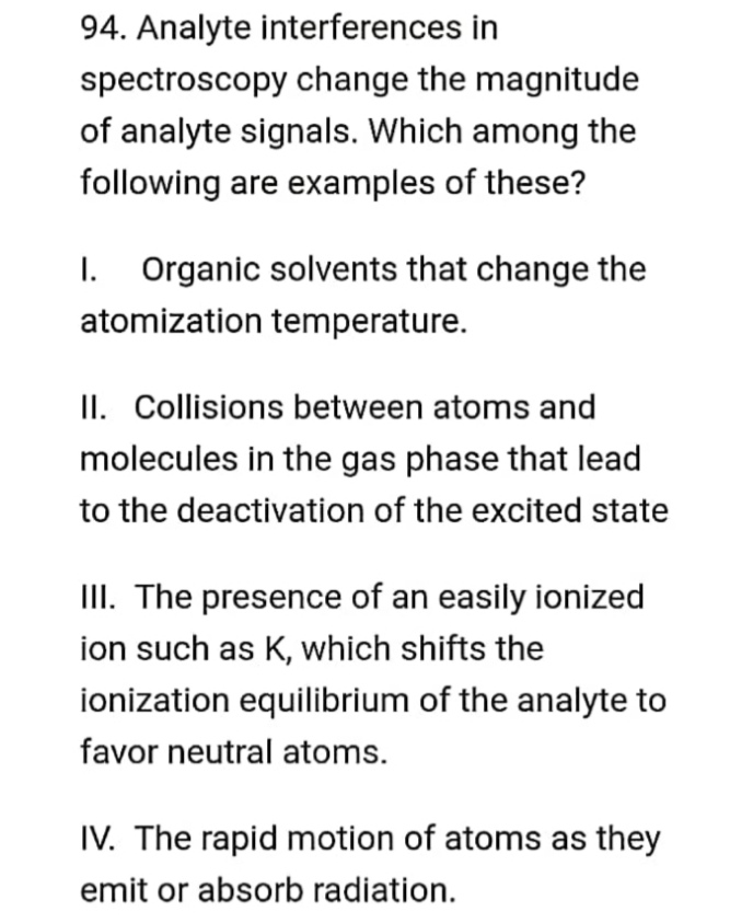 94. Analyte interferences in spectroscopy change the magnitude of