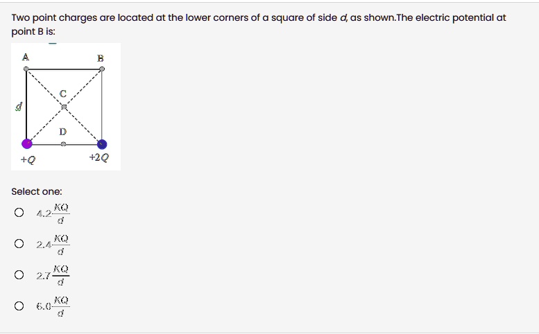 Two point charges are located at the lower corners of square...