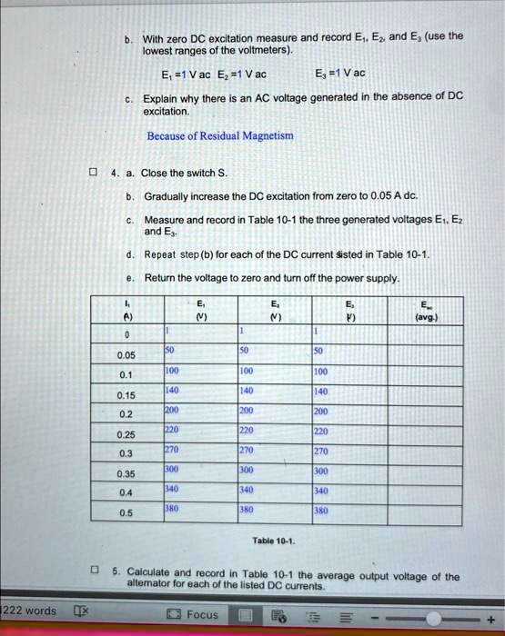 B. With zero DC excitation measure and record E1, E2, and E3...