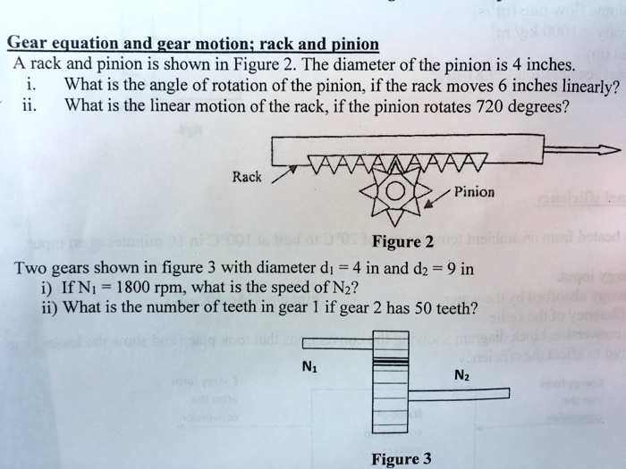 SOLVED Gear equation and gear motion rack and pinion A rack and