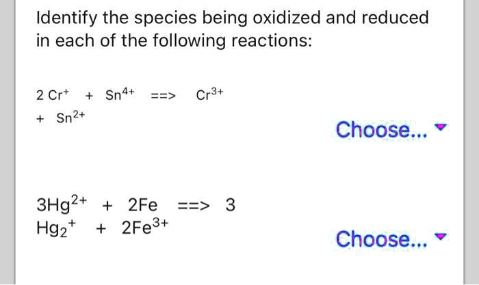 In The Following Reaction Which Species Is Oxidized