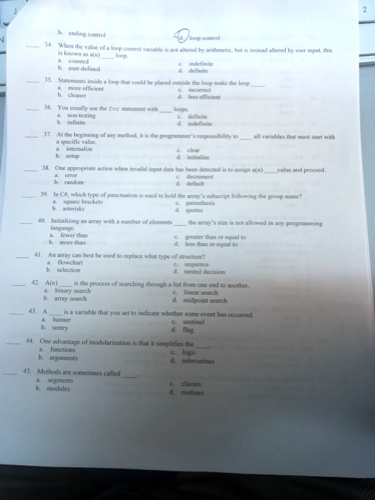 SOLVED: 2 b.cnding control 34. When the valoc of a loop control va is ...