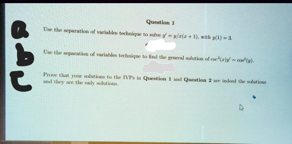 Solved question use the separation of variables technique to solve v