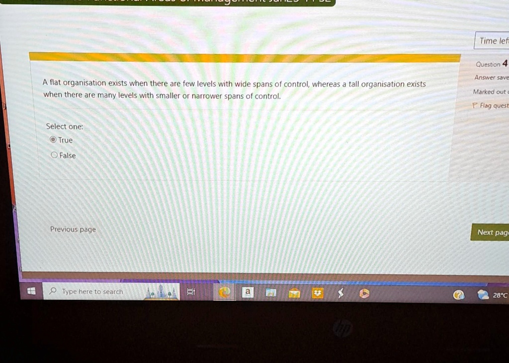 SOLVED A flat organization exists when there are few levels with wide