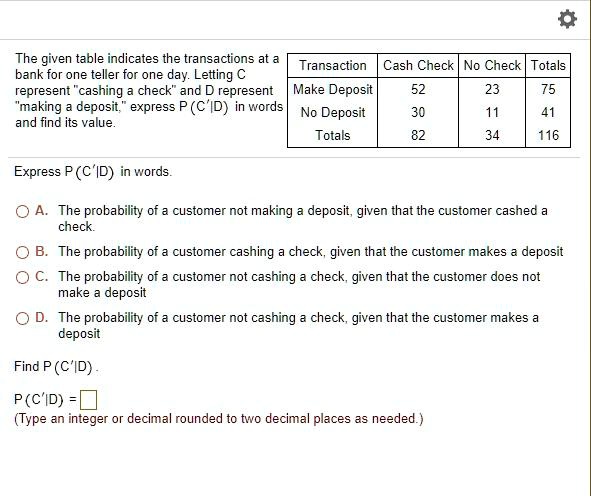 the given table indicates the transactions at transaction cash check no ...