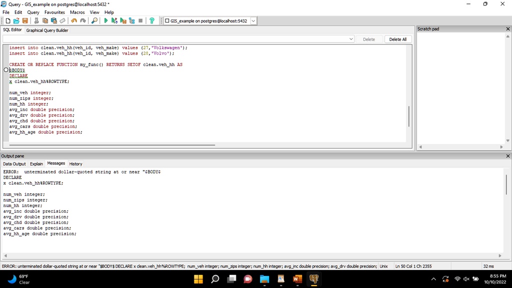 SOLVED: I am using PostgreSQL, why am I getting the present error under ...