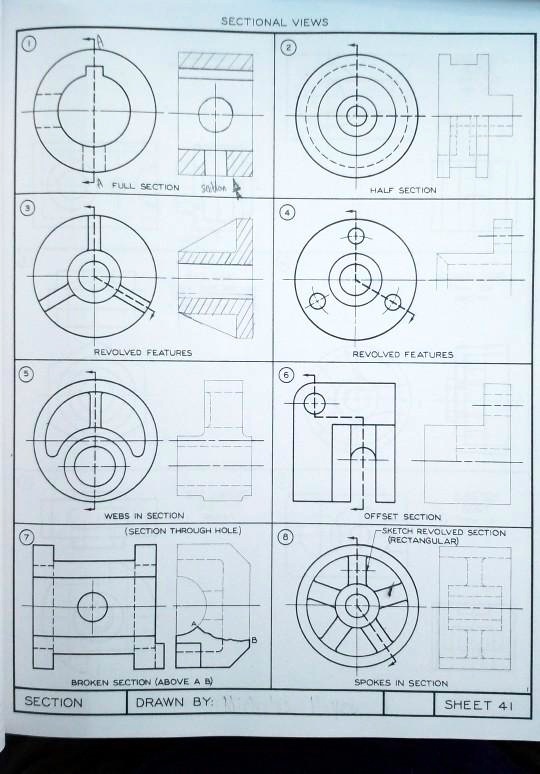 SOLVED: Text: Complete the sectional views as directed. SECTIONAL VIEWS ...