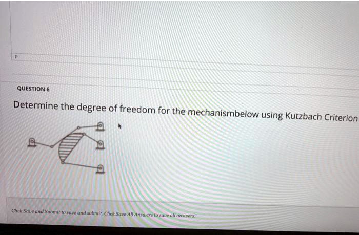 SOLVED: QUESTION 6 Determine The Degree Of Freedom For The Mechanism ...