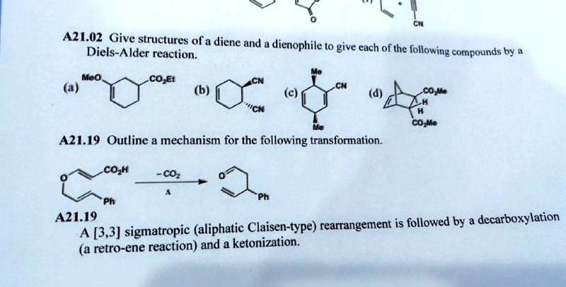 SOLVED: A2L,02 Give Structures Of A Diene And Diels-Alder Reaction ...